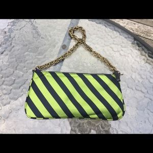 JCrew striped clutch- cute little bag chain accent
